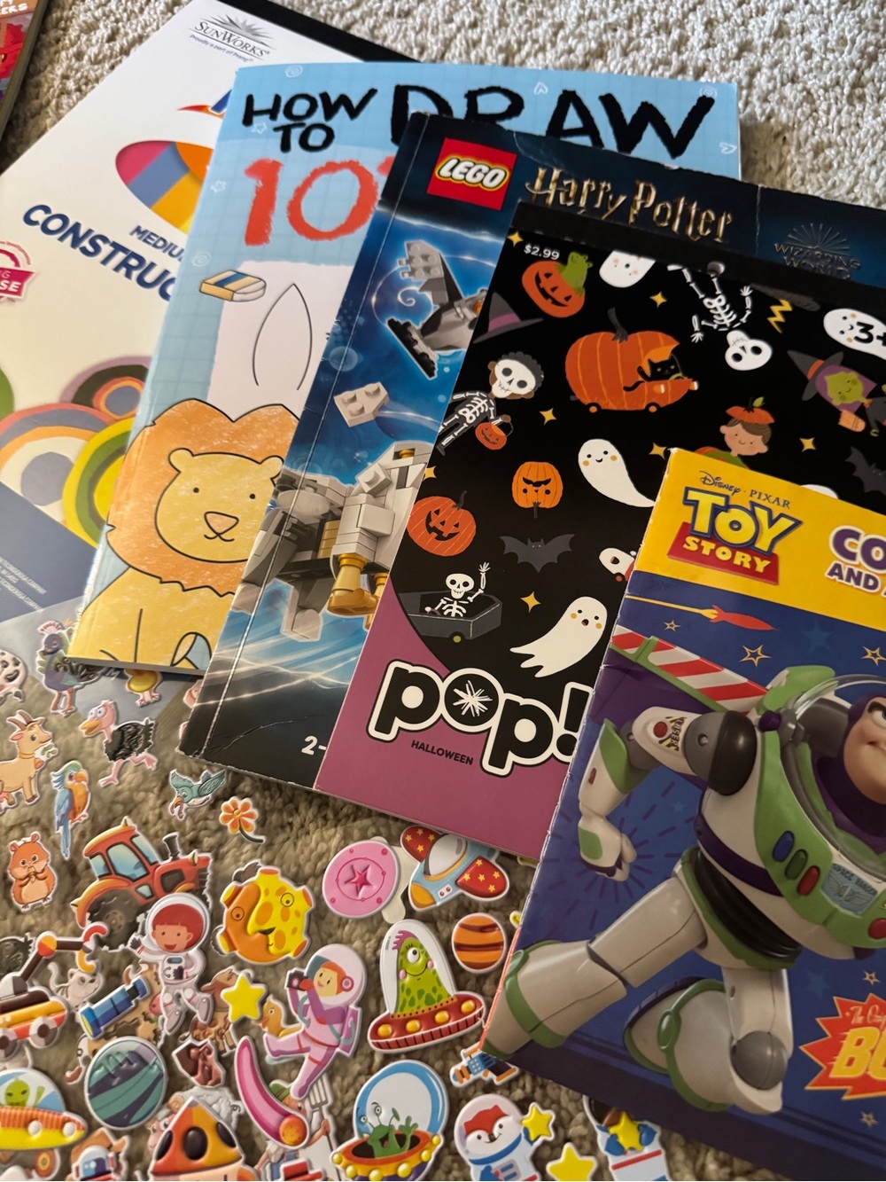 Kids stickers coloring and drawing books